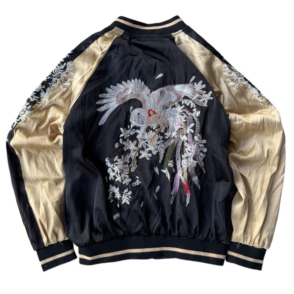 Sukajan Jabiru Bird Souvenir Japan Tourist Bomber Jacket Nature Asian Vintage - Picture 1 of 14